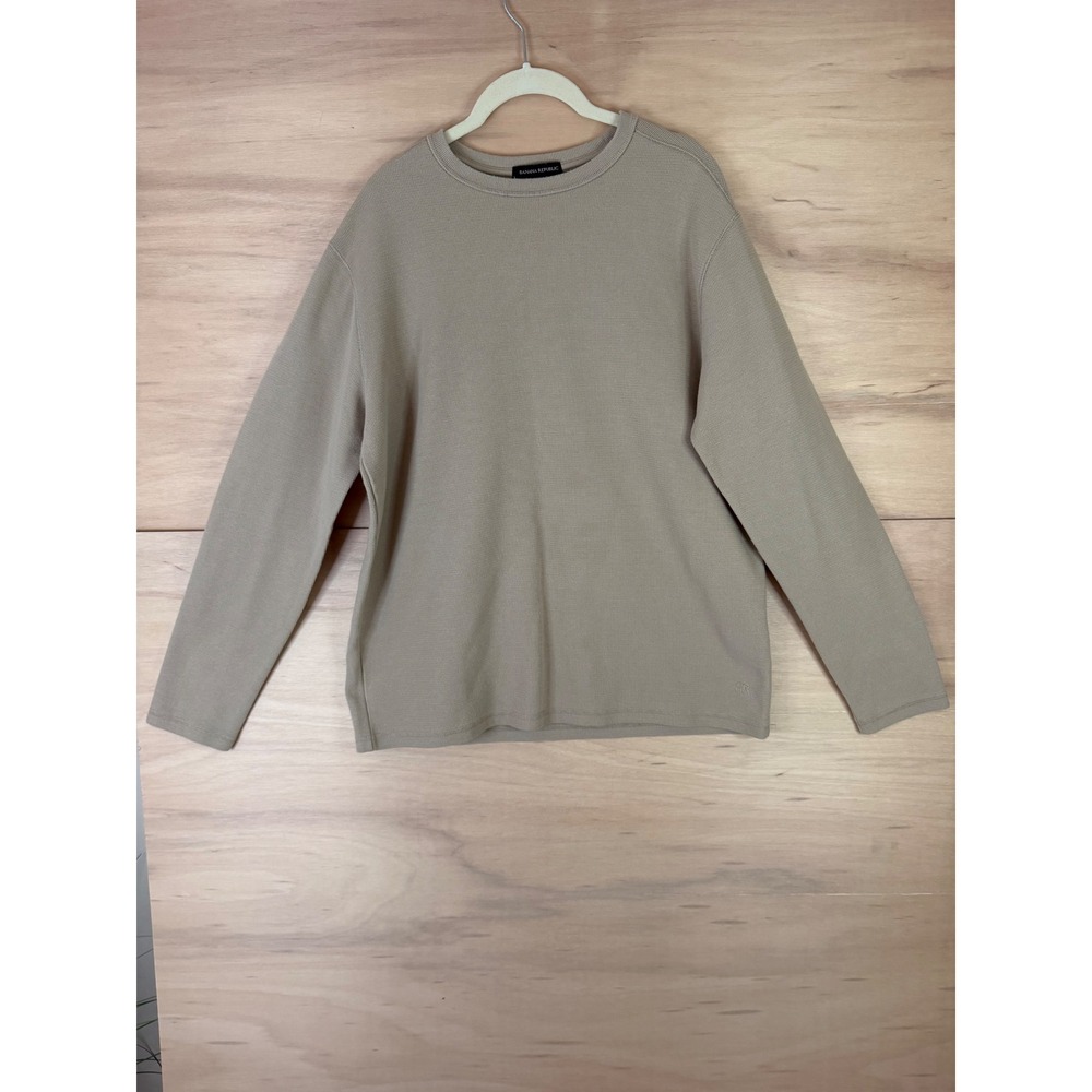 Banana Republic Womens Tan Waffle Knit Long Sleeve Thermal Top Sz Large 1786395